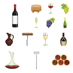 Wall Mural - Wine products cartoon icons in set collection for design. Equipment and production of wine vector symbol stock web illustration.