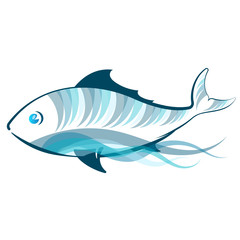 Sticker - Blue fish on a wave