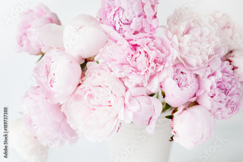 beautiful pink peony flowers bouquet in vase Wallpaper Mural