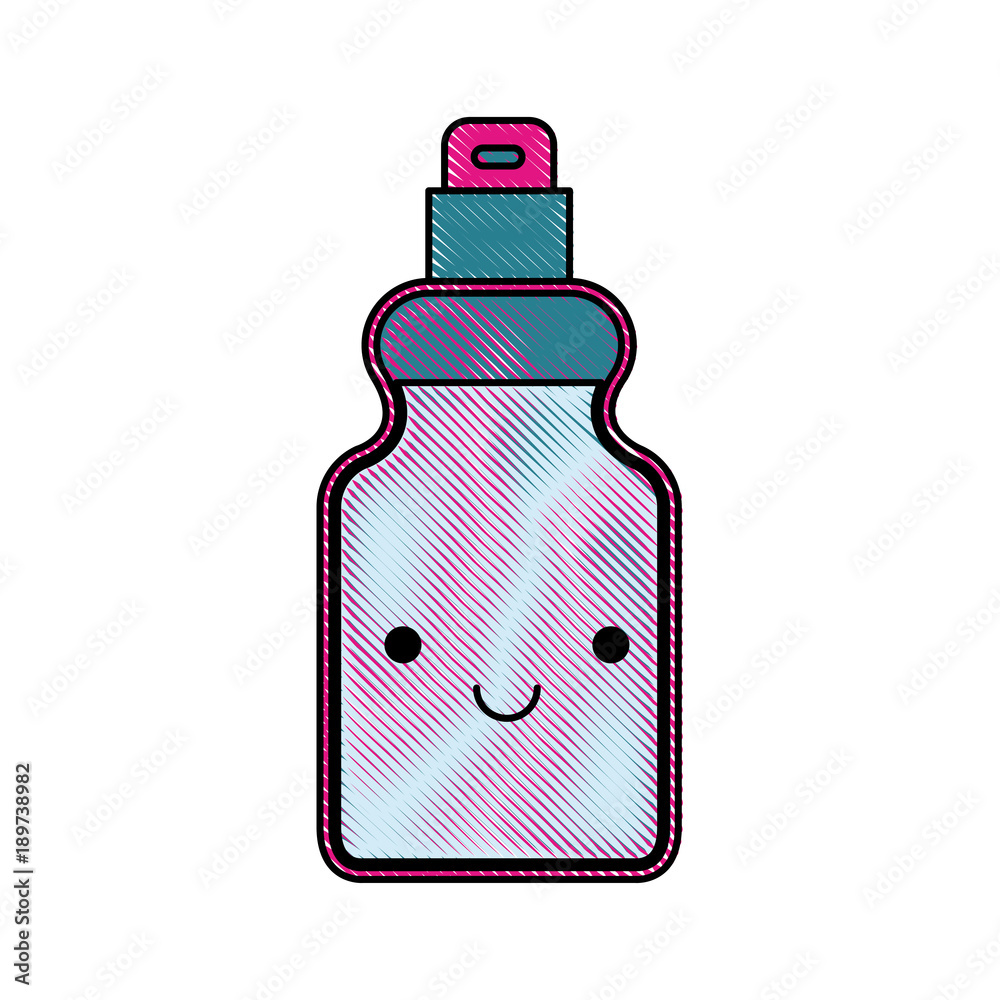 kawaii detergent bottle in colored crayon silhouette vector ...