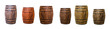 row brown oak barrel maturation wine extract set of large and small cask
