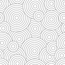 Black And White Seamless Pattern For Coloring Book In Doodle Style. Swirls, Ringlets.
