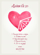 Podzielone serce na kawałki z napisem „Kocham Cię za…” z okazji Walentynek