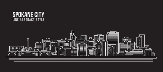 Cityscape Building Line art Vector Illustration design - Spokane city