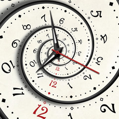 Wall Mural - abstract modern white spiral clock fractal clock hands pointers twisted clocks watch unusual abstrac