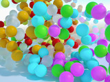 Fototapeta Sypialnia - colorful bouncing balls outdoors against blue sunny sky