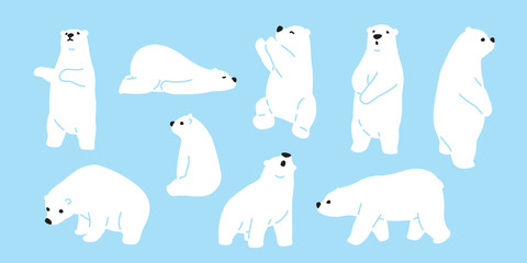 Poster - Bear polar bear teddy vector icon character cartoon doodle illustration