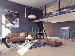 Wall Mural - modern living room interior.