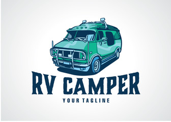 Wall Mural - RV Camper Logo Template Design Vector, Emblem, Design Concept, Creative Symbol, Icon