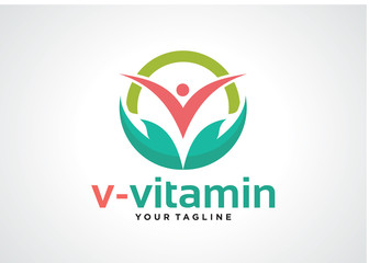 Wall Mural - V Vitamin Logo Template Design Vector, Emblem, Design Concept, Creative Symbol, Icon