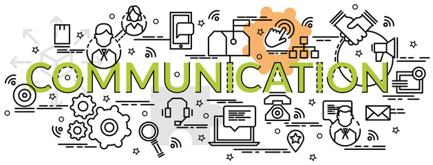 Flat colorful design concept for Communication. Infographic idea of making creative products..Template for website banner, flyer and poster.