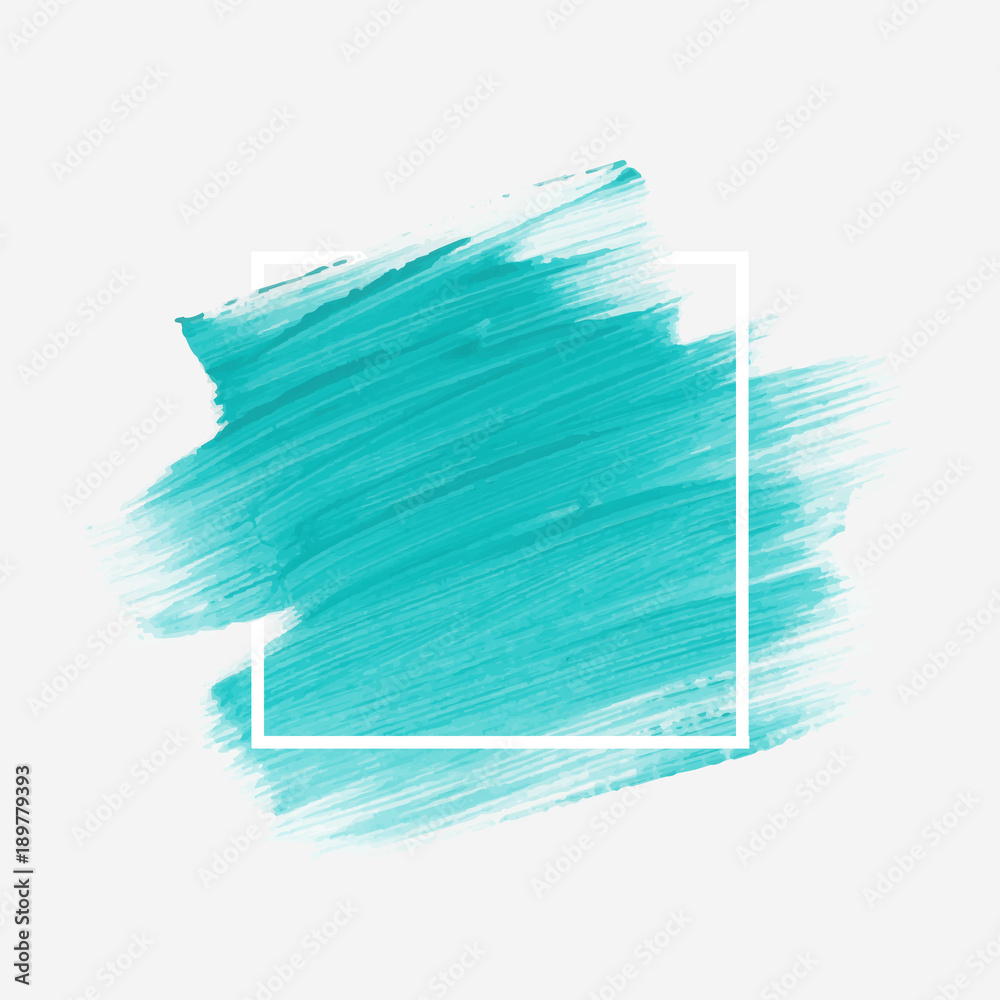 Logo brush painted acrylic abstract background design illustration vector over square frame. Perfect watercolor design for headline, logo and sale banner.  - obrazy, fototapety, plakaty 