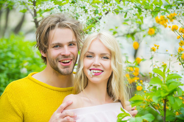 Wall Mural - Man and woman in spring, easter.