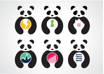 Sticker - Panda Business Vector Set