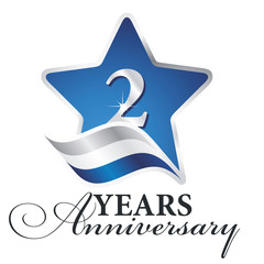 2 years anniversary isolated blue star flag logo icon