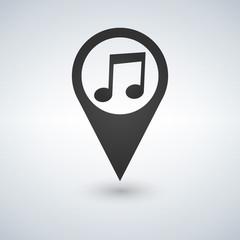 Poster - Map pointer with note icon in flat design. For location maps. Sign for navigation. Index location on map. Vector isolated illustration.