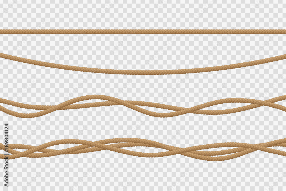 Vector realistic isolated rope for decoration and covering on the transparent background. - obrazy, fototapety, plakaty 