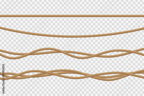 Vector realistic isolated rope for decoration and covering on the transparent background Poster Mural XXL