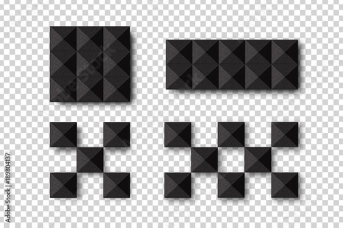 Fotografia, Obraz Vector realistic isolated soundproof wall blocks for decoration and covering on the transparent background