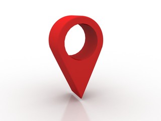 Fototapete - 3d rendering Red map pointer