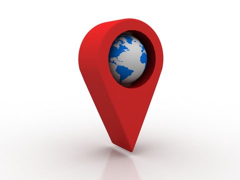 3d rendering Red map pointer