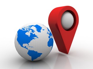 Aufkleber - 3d rendering Red map pointer
