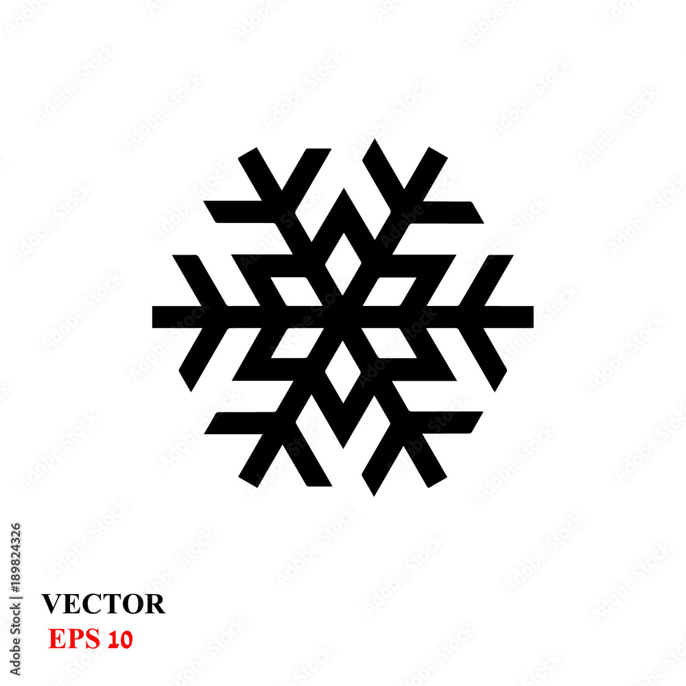 Snowflake Icon. Flat logo of snowflake isolated on white background. Snowflake EPS. Vector illustration. - obrazy, fototapety, plakaty 