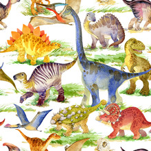 Cute Dinosaurs Seamless Pattern