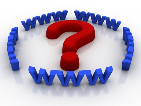 3d rendering WWW question mark