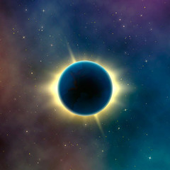 Wall Mural - astronomy effect solar eclipse. abstract starry galaxy background. vector illustration
