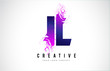 IL I L Purple Letter Logo Design with Liquid Effect Flowing