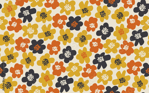 Simple free drawn floral seamless pattern Tableau sur Toile