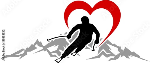 Dekoracja na wymiar  sylwetka-narciarza-serce