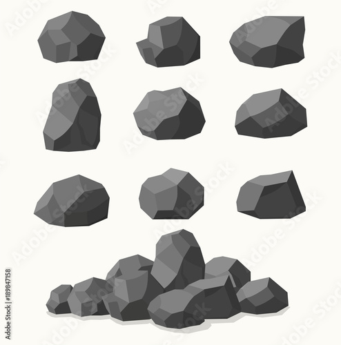 Fotomural Pile of stones, graphite coal.