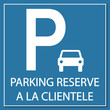 Logo parking réservé à la clientèle.