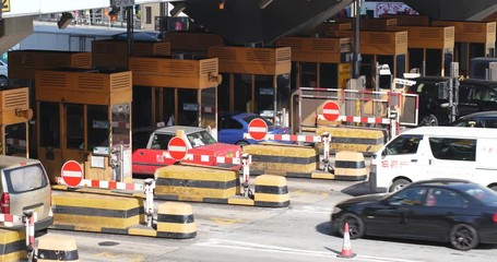 Wall Mural - Cross harbour tunnel fee toll gate in Hong Kong