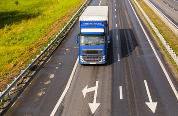 truck moves on highway