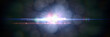 intense lens flare effect overlay texture banner with bokeh effect and light streak in front of a black background