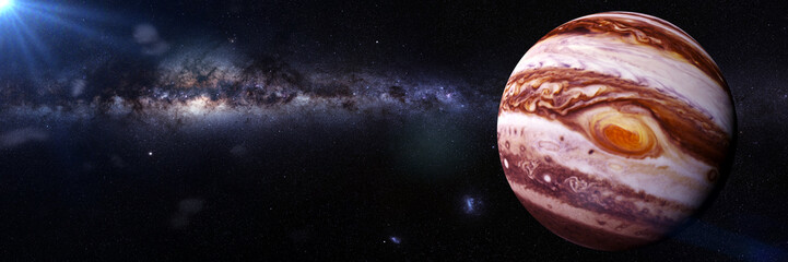Wall Mural - planet jupiter, the sun and the milky way galaxy