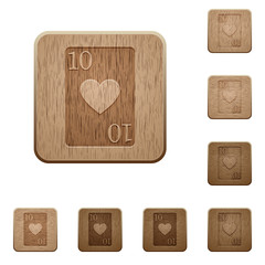 Wall Mural - Ten of hearts card wooden buttons