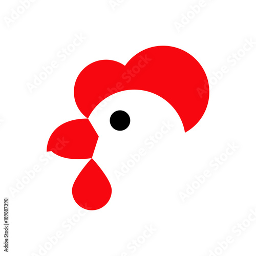 Fotografía Logotipo cabeza de gallina en fondo blanco