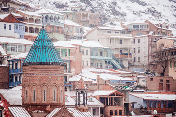 Wall Mural - Tbilisi in winter snow