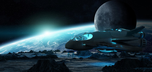 Wall Mural - astronauts exploring an asteroid 3d rendering elements of this image furnished by nasa