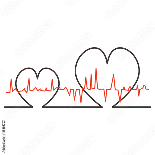 Set Of Heart Shape With Cardiogram Vector Illustration Art Design