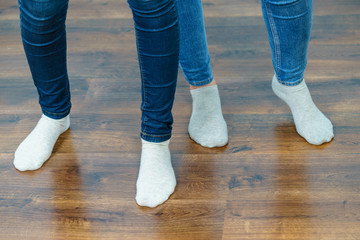 Unrecognizable women wearing socks