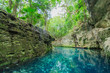 Blue river in Xcaret, Mexico