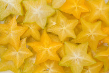 .Star Fruit, Starfruit Or Star Apple , Averrhoa Carambola Slice Background