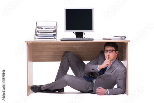 Cuadros en Lienzo Businessman hiding in the ofice