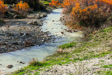 Stream Of Mountain River, Autumn Time