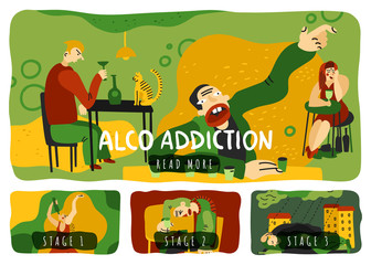 Sticker - Alcohol Addiction Horizontal Banners Set